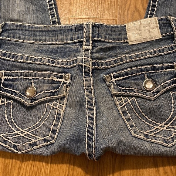 L.a. Idol Girls White Stitch Bling Blue Jeans (Size 5) - Picture 12 of 12